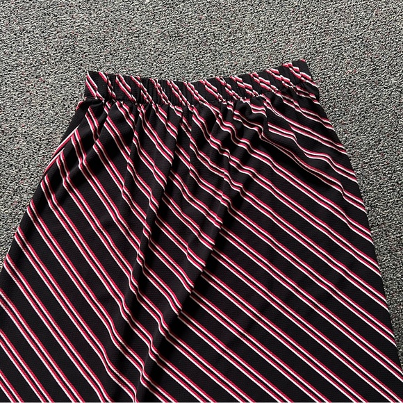 H&M Red & Black Stripe Midi Knee-Length Modest Handkerchief Asymmetrical Skirt M - Picture 13 of 16
